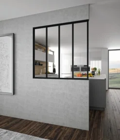 Verrière Louvre alu noir sablé verre clair 1125 x 1500 mm