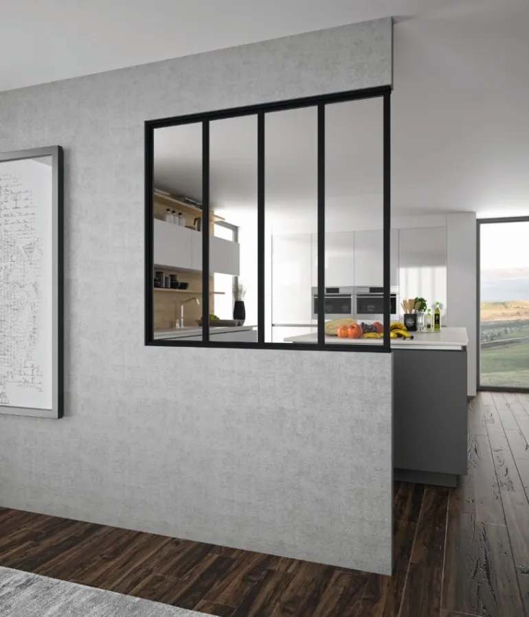 Verrière Louvre alu noir sablé verre clair 1125 x 1500 mm