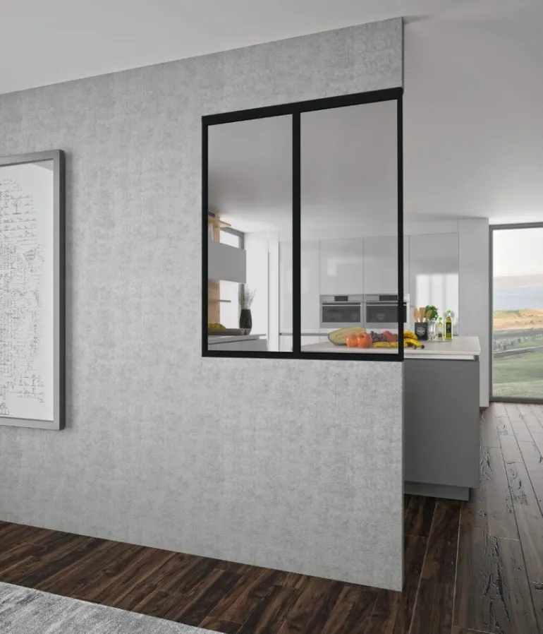 Verrière Louvre alu noir sablé verre clair 1125 x 865 mm