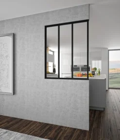 Verrière Louvre alu noir sablé verre clair 1125 x 1230 mm