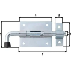 Verrou pistolet zingué avec gâche attachée 66/110 mm