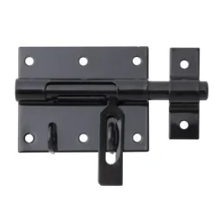 Verrou porte-cadenas zingué noir + gâche attachée 80/116 mm