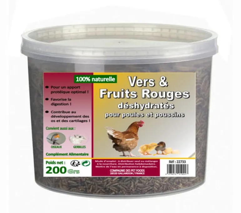 Vers de farine et fruits rouges 200 gr