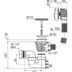 Vidage de baignoire câble 70 cm siphon orientable WIRQUIN