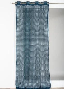 Voilage filet Waska effet cannage bleu 140x240 cm