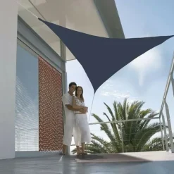 Voile d'ombrage triangulaire First de 3m de côté bleu gris